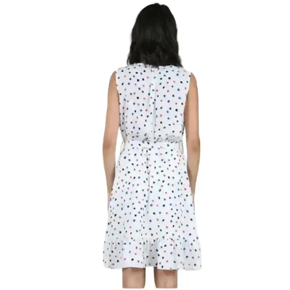 Molly Bracken Veil Print Dress White with Polkadots (black,red,blue) Size S
